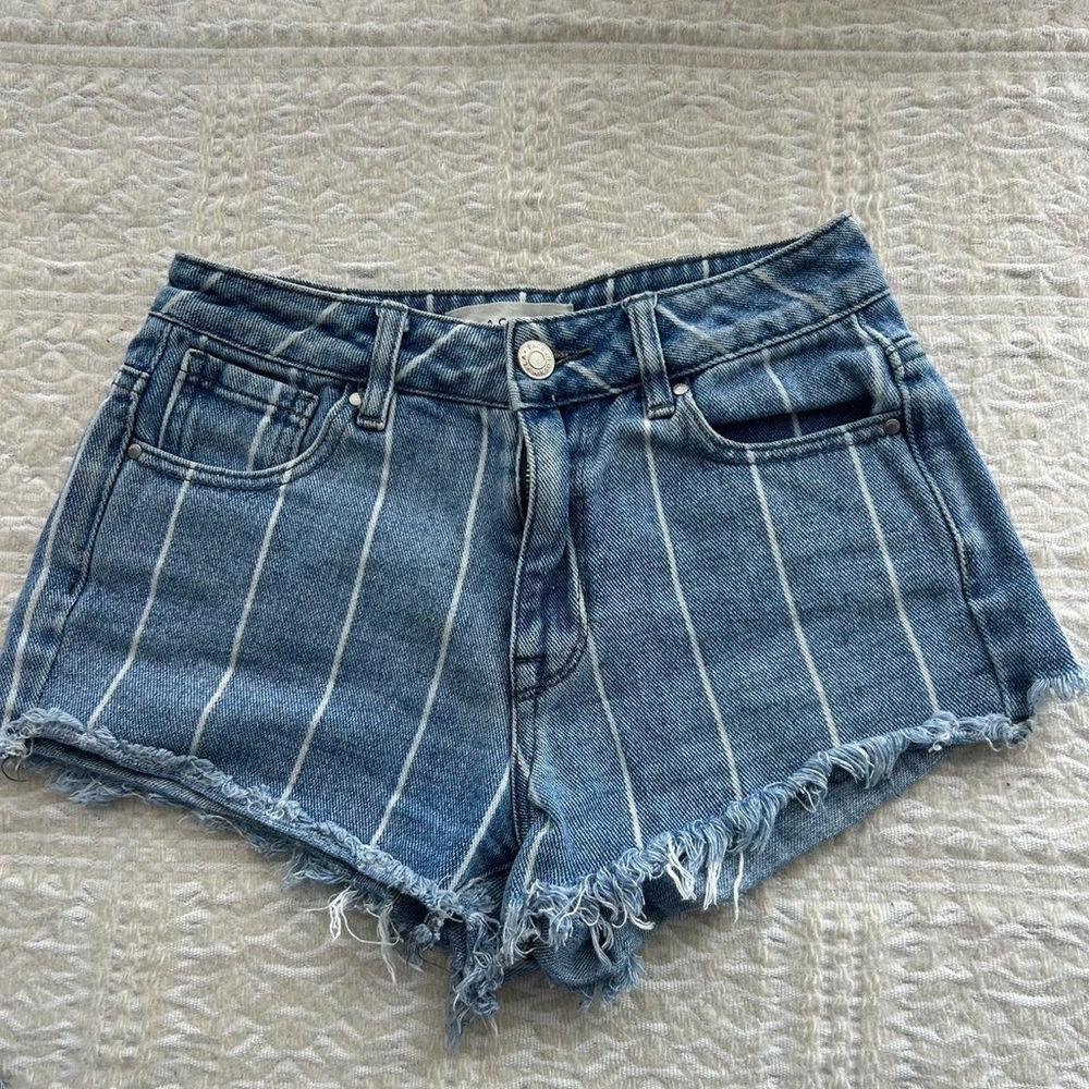 Blue Striped Jean Shorts from Pacsun